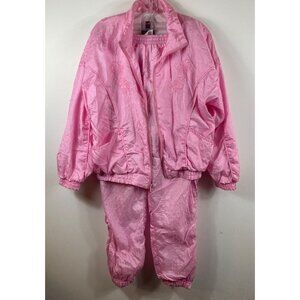 Vintage 80"s Active Exposure Womens Lined Warm Up Team Track Jogger Set Pink‎ S